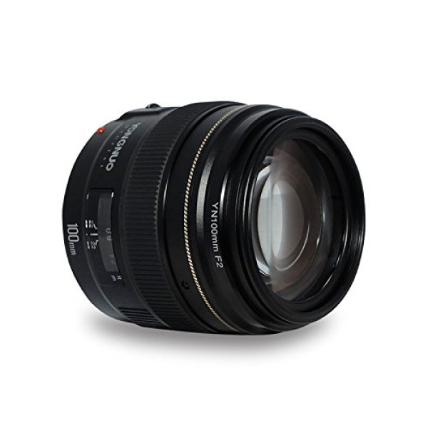 Yongnuo YN-100mm F2 Medium Telephoto Prime Lens with AF MF 100mm Fixed Focal Length Aperture F/2~F/22 for Canon EOS Rebel Cameras