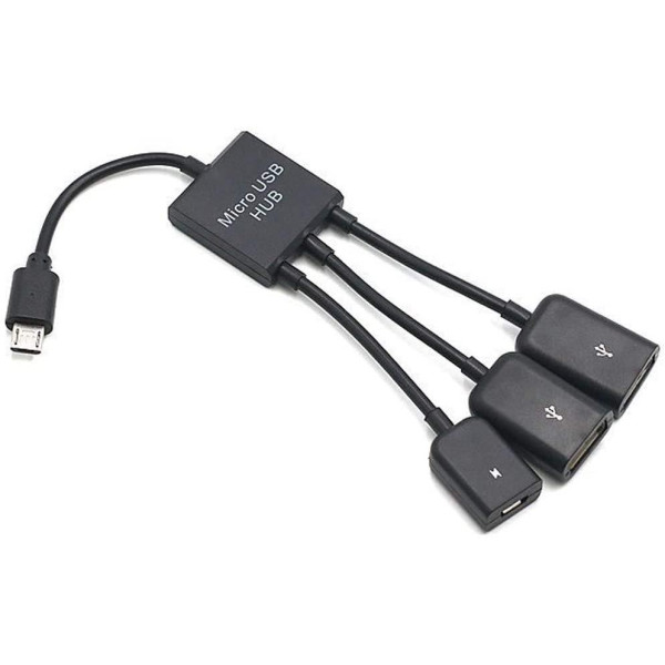 3 in 1 USB OTG Cable Adapter,3 in 1 Micro USB HUB Adaptor with Power 3-Port Charging OTG Host Cable